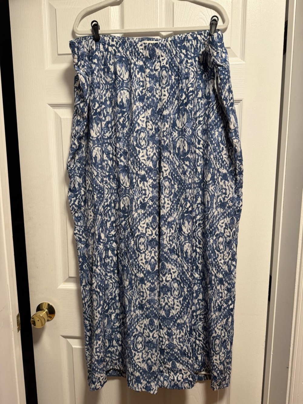 Abercrombie & Fitch Blue and White Wide-Leg Jumpsuit Pants